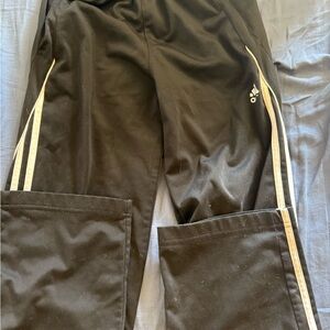 Black Adidas Track Pants with White Stripes-Boys